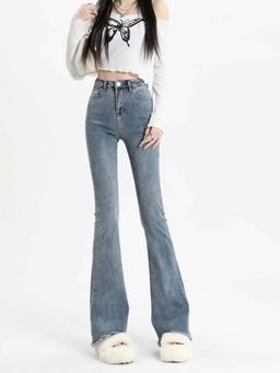 Outzidr - Women Blue Flared Jeans