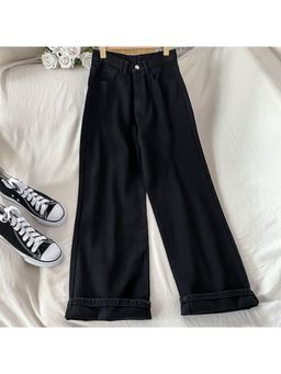 Outzidr - Women Black Straight Jeans