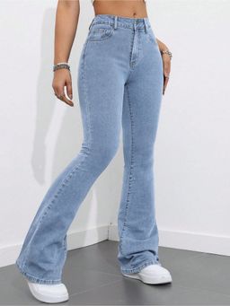 Outzidr - Women Blue Flared Jeans