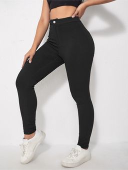 Outzidr - Women Black High Waist Skinny Jeans