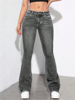 Outzidr - Women Grey Flared Jeans