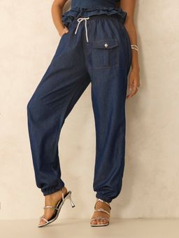 Outzidr - Women Blue Relaxed Fit Joggers