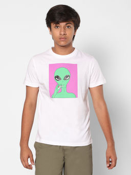 TeenTrums - Boys Alien Art Graphic Tee White