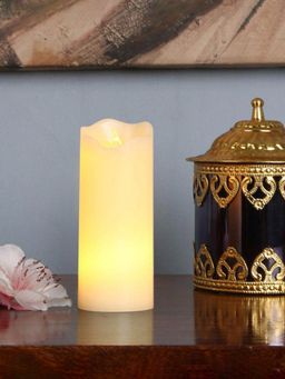 At Home by Nilkamal - Dazzle Non Moving LED large Candle|Pack of 1|5.3 cm x 12.5 cm|White
