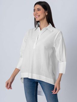Moomaya - High Low Casual Classic Collar Top