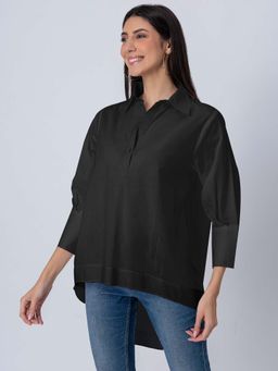 Moomaya - High Low Casual Classic Collar Top