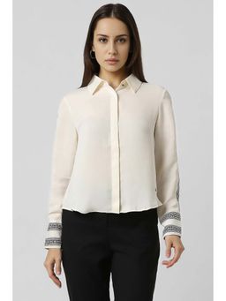 Van Heusen - Women Cream Solid Long Sleeves Formal Shirt
