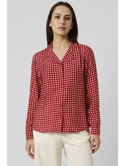 Van Heusen - Women Red Check Long Sleeves Formal Shirt