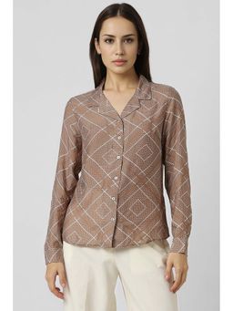 Van Heusen - Women Brown Print Long Sleeves Formal Shirt