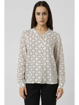 Van Heusen - Women Cream Print Long Sleeves Formal Shirt