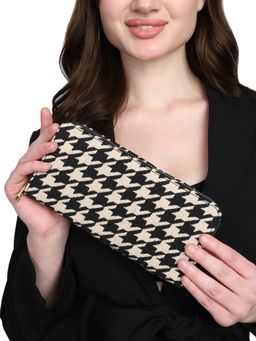 MINI WESST - Black Casual Self Design Fabric Clutches