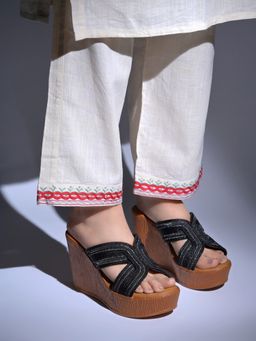 HVNLY by Shoetopia - Women Black Wedges Heels