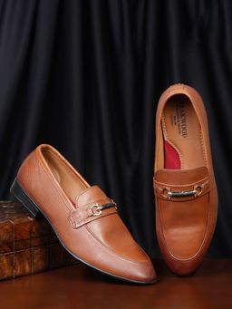 Teakwood - Leather Men Brown Textured Formal Loafers