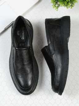 Teakwood - Men Black Leather Loafers