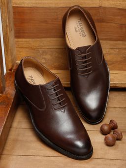 Teakwood - Men Brown Solid Genuine Leather Formal Oxfords