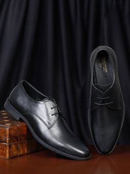 Teakwood - Leather Men Solid Black Derbies