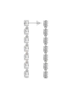 Sparkles - Lab Grown Diamond 2.1 Ct Oval Grace Line Earrings 14K White Gold IGI Certified