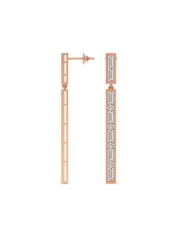 Sparkles - Lab Grown Diamond 4.05 Ct Baguette Line Dangle Earrings 14K Rose Gold IGI Certified