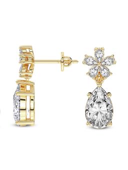 Sparkles - Lab Grown Diamond 2 Ct Pear Shape Dewdrops Earrings 14K Yellow Gold IGI Certified