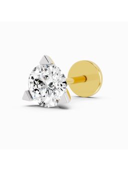 Sparkles - Lab Grown Diamond 0.5 Ct IGI Certified Round Shape Solitaire Nose Pin 14K Yellow Gold