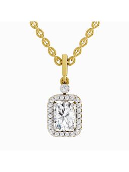 Sparkles - Lab Grown Diamond 1.02 Ct Oval Halo Shine Pendant 14K Yellow Gold IGI Certified
