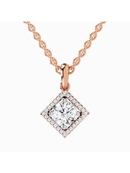 Sparkles - Lab Grown Diamond 0.9 Ct Halo Pendant 14K Rose Gold IGI Certified