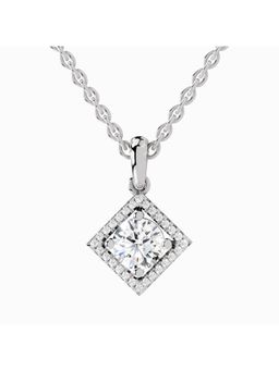 Sparkles - Lab Grown Diamond 0.9 Ct Halo Pendant 14K White Gold IGI Certified