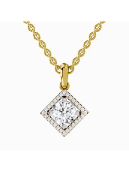 Sparkles - Lab Grown Diamond 0.9 Ct Halo Pendant 14K Yellow Gold IGI Certified