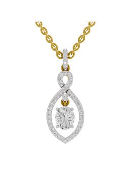 Sparkles - Lab Grown Diamond 0.82 Ct Oval Infinity Halo Pendant 14K Yellow Gold IGI Certified
