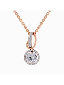 Sparkles - Lab Grown Diamond IGI Certified 1.18 Ct Round Shape Halo Pendant 14K Rose Gold