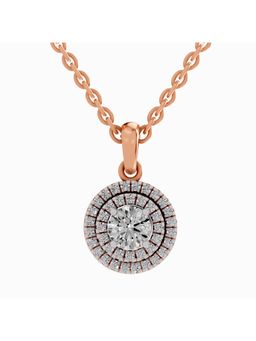 Sparkles - Lab Grown Diamond 0.79 Ct Round Shape Double Halo Pendant 14K Rose Gold IGI Certified