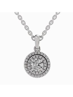 Sparkles - Lab Grown Diamond 0.79 Ct Round Shape Double Halo Pendant 14K White Gold IGI Certified