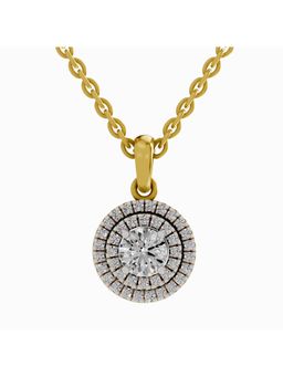 Sparkles - Lab Grown Diamond 0.79 Ct Round Shape Double Halo Pendant 14K Yellow Gold IGI Certified