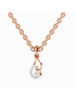 Sparkles - Lab Grown Diamond IGI Certified 0.04 Ct Round Shape Luminous Curve Pendant 14K Rose Gold