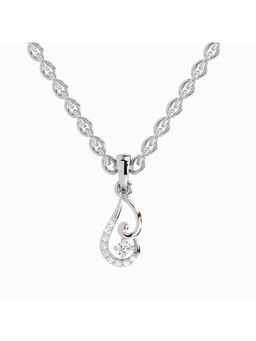 Sparkles - Lab Grown Diamond IGI Certified 0.04 Ct Round Shape Luminous Curve Pendant 14K White Gold