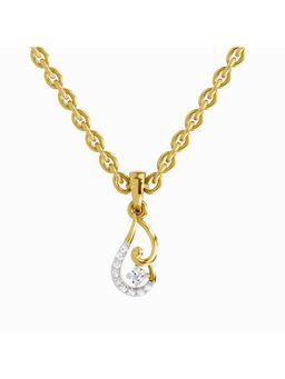 Sparkles - Lab Grown Diamond IGI Certified 0.04 Ct Round Shape Luminous Curve Pendant 14K Yellow Gold