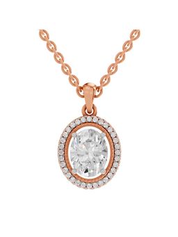 Sparkles - Lab Grown Diamond 2.39 Ct Oval Halo Pendant 14K Rose Gold IGI Certified