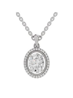 Sparkles - Lab Grown Diamond 2.39 Ct Oval Halo Pendant 14K White Gold IGI Certified
