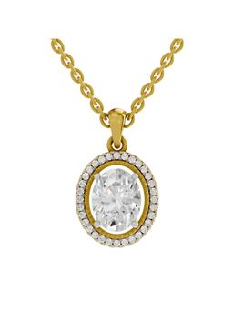 Sparkles - Lab Grown Diamond 2.39 Ct Oval Halo Pendant 14K Yellow Gold IGI Certified