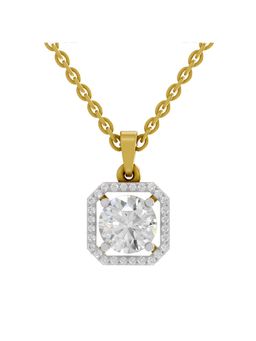 Sparkles - Lab Grown Diamond1.46 Ct Round Halo Pendant 14K Yellow Gold IGI Certified