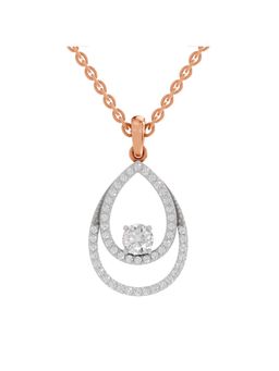 Sparkles - Lab Grown Diamond 0.69 Ct Round Luna Halo Pendant 14K Rose Gold IGI Certified