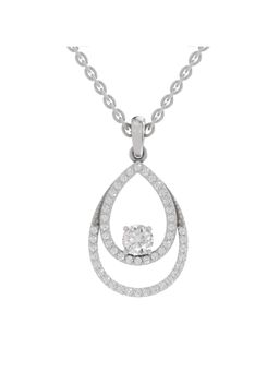 Sparkles - Lab Grown Diamond 0.69 Ct Round Luna Halo Pendant 14K White Gold IGI Certified