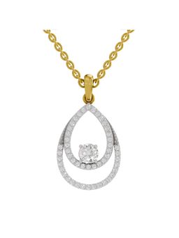 Sparkles - Lab Grown Diamond 0.69 Ct Round Luna Halo Pendant 14K Yellow Gold IGI Certified