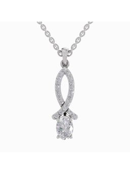 Sparkles - Lab Grown Diamond IGI Certified Pendant 1.45 Ct Oval Shaped 14K White Gold