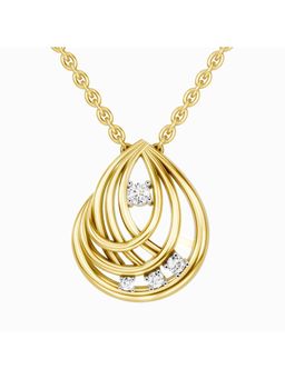 Sparkles - Lab Grown Diamond 0.06 Ct Round Swirl Pendant 14K Yellow Gold IGI Certified