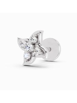 Sparkles - Lab Grown Diamond 0.04 Ct IGI Certified Round Shape Gamya Petalled Nose Pin 14K White Gold