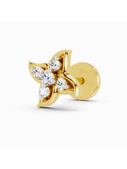 Sparkles - Lab Grown Diamond 0.04 Ct IGI Certified Round Shape Gamya Petalled Nose Pin 14K Yellow Gold