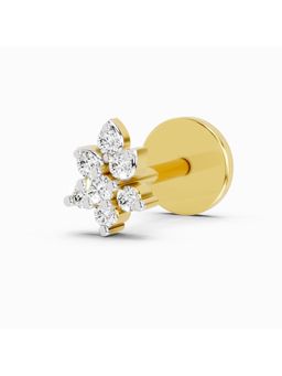 Sparkles - Lab Grown Diamond 0.03 Ct IGI Certified Round Shape Gracia Nose Pin 14K Yellow Gold