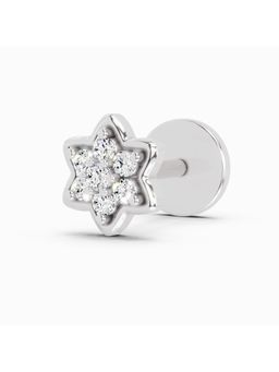 Sparkles - Lab Grown Diamond 0.04 Ct IGI Certified Round Shape Star Nose Pin 14K White Gold