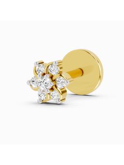 Sparkles - Lab Grown Diamond 0.03 Ct IGI Certified Splendid Floret Nose Pin 14K Yellow Gold
